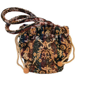 Vintage Beaded Tapestry Handbag Carpet Bag Purse